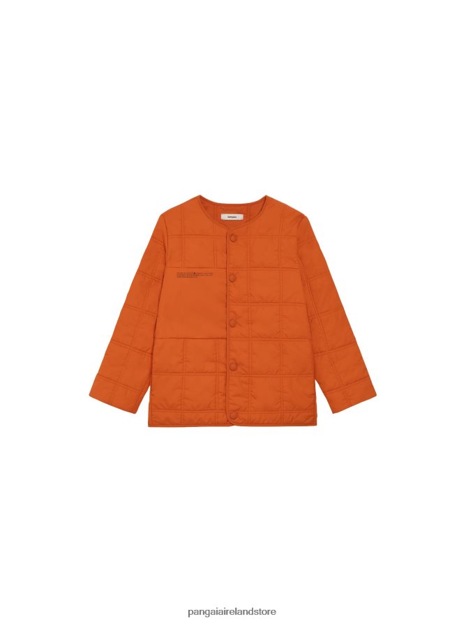 Kids Pangaia Clothes Flwrdwn Quilted Collarless Jacket TT8Z42650 Cinnamon Orange