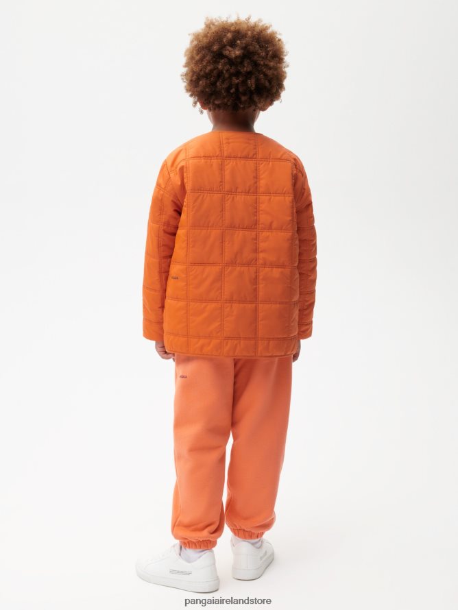 Kids Pangaia Clothes Flwrdwn Quilted Collarless Jacket TT8Z42650 Cinnamon Orange