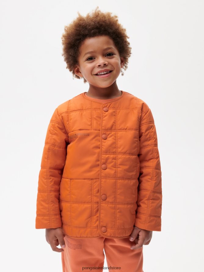 Kids Pangaia Clothes Flwrdwn Quilted Collarless Jacket TT8Z42650 Cinnamon Orange