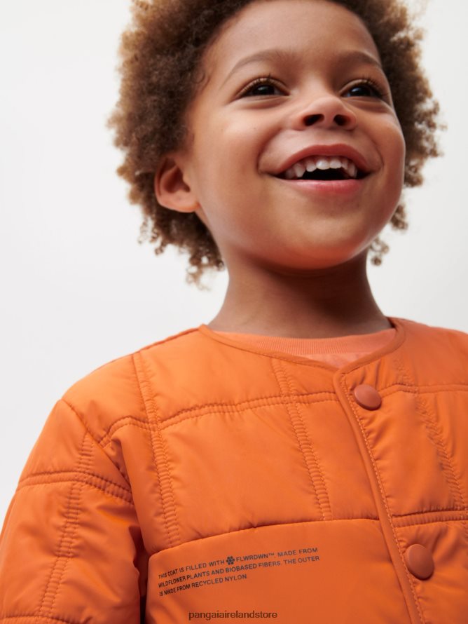 Kids Pangaia Clothes Flwrdwn Quilted Collarless Jacket TT8Z42650 Cinnamon Orange