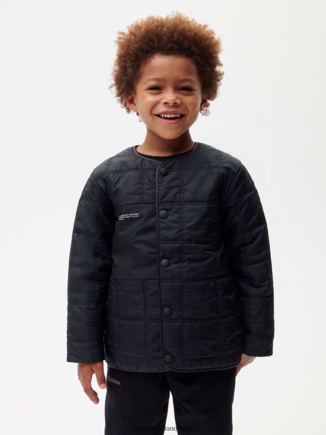 Kids Pangaia Clothes Flwrdwn Quilted Collarless Jacket TT8Z42651 Black