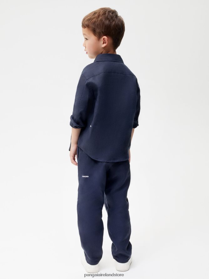Kids Pangaia Clothes Aloe Linen Pants TT8Z42635 Navy Blue
