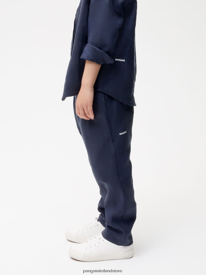 Kids Pangaia Clothes Aloe Linen Pants TT8Z42635 Navy Blue