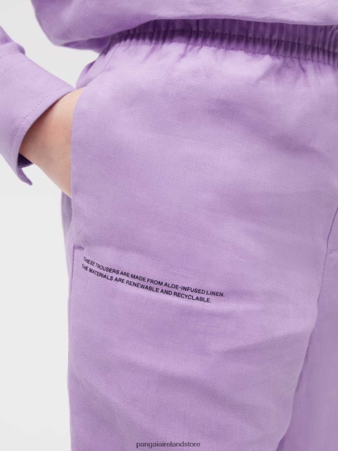 Kids Pangaia Clothes Aloe Linen Pants TT8Z42646 Orchid Purple