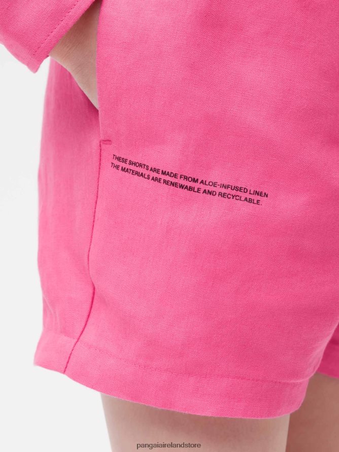 Kids Pangaia Clothes Aloe Linen Shorts TT8Z42609 Flamingo Pink