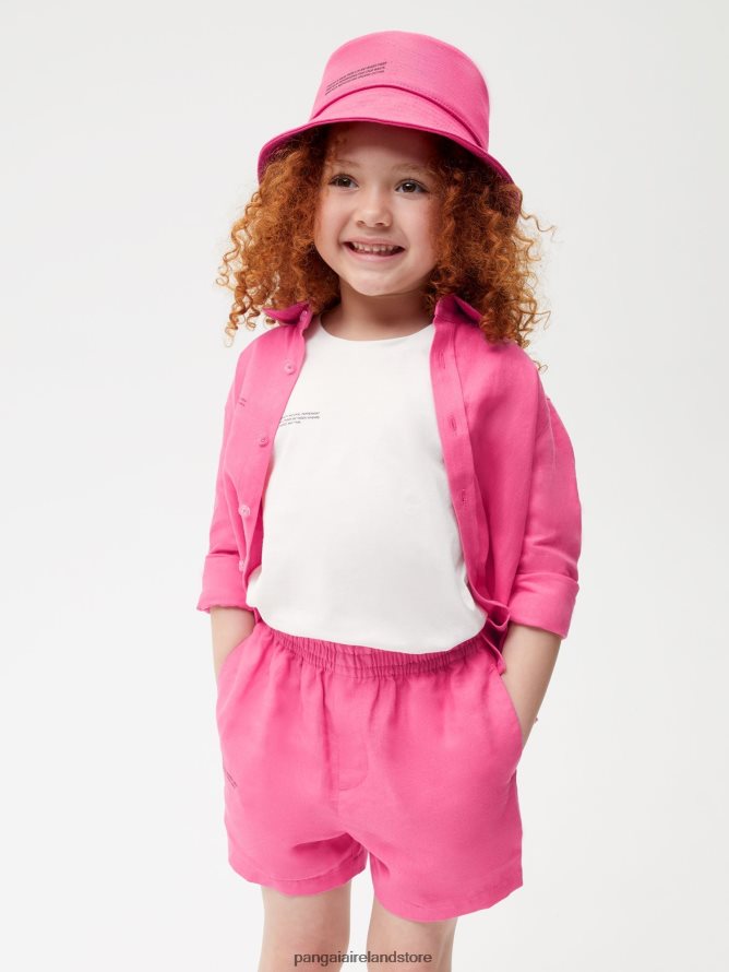Kids Pangaia Clothes Aloe Linen Shorts TT8Z42609 Flamingo Pink