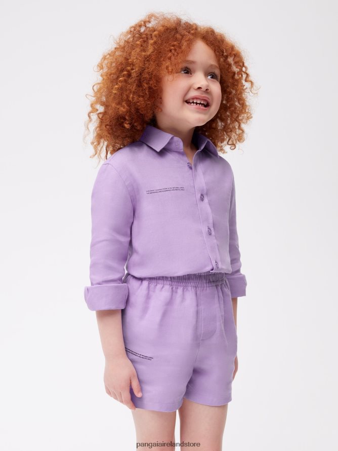 Kids Pangaia Clothes Aloe Linen Shorts TT8Z42614 Orchid Purple