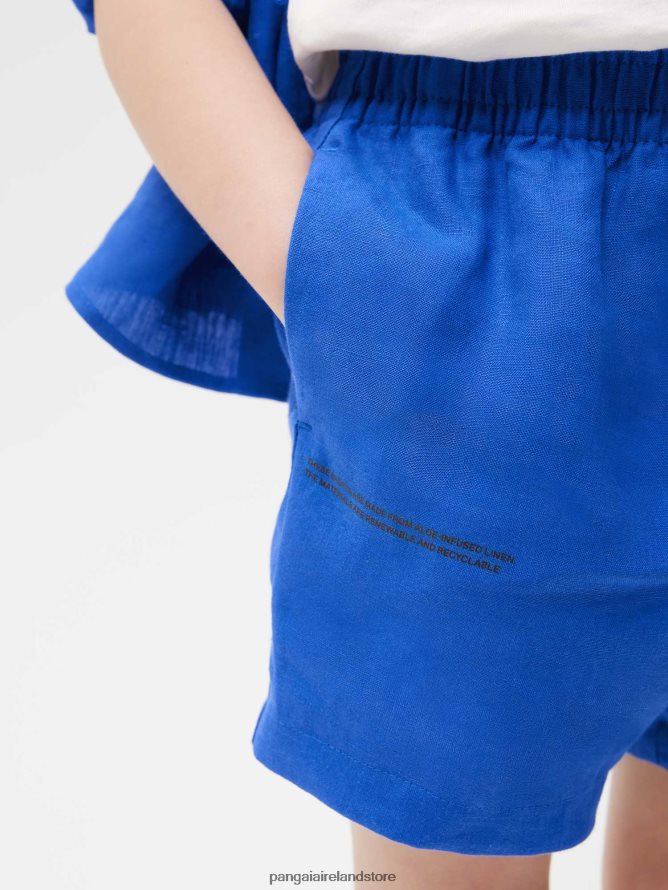 Kids Pangaia Clothes Aloe Linen Shorts TT8Z42620 Cobalt Blue