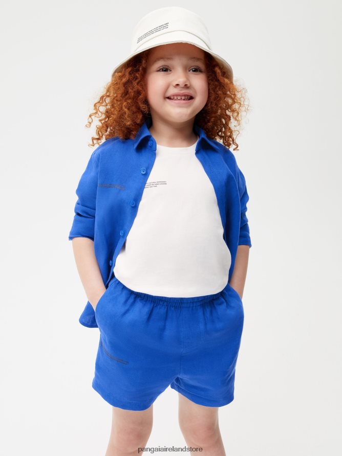 Kids Pangaia Clothes Aloe Linen Shorts TT8Z42620 Cobalt Blue