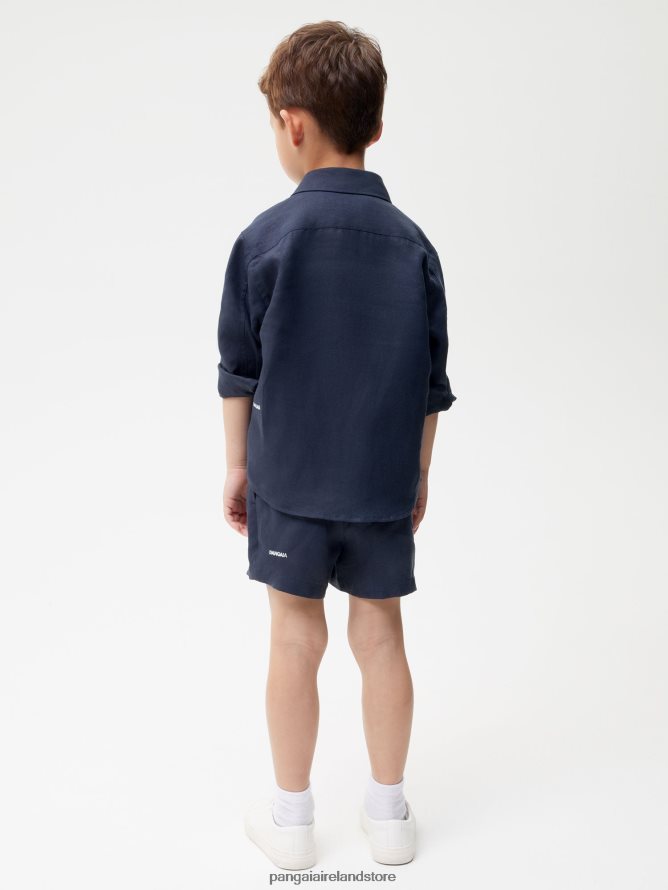 Kids Pangaia Clothes Aloe Linen Shorts TT8Z42623 Navy Blue