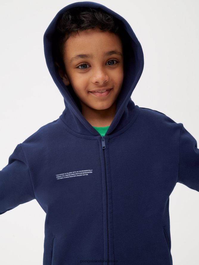 Kids Pangaia Clothes 365 Zipped Hoodie TT8Z42560 Navy Blue