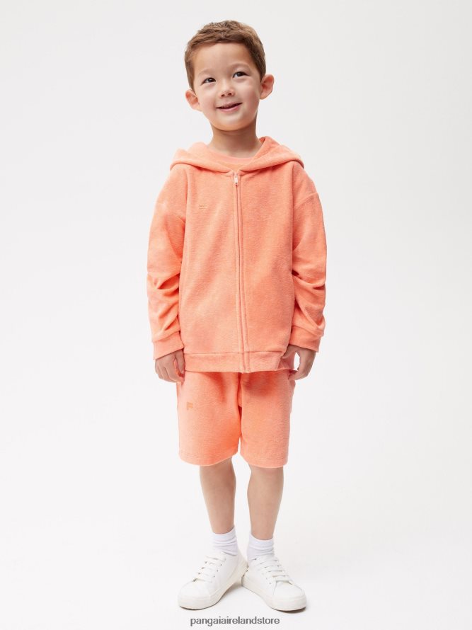 Kids Pangaia Clothes Towelling Zipped Hoodie TT8Z42548 Peach Perfect