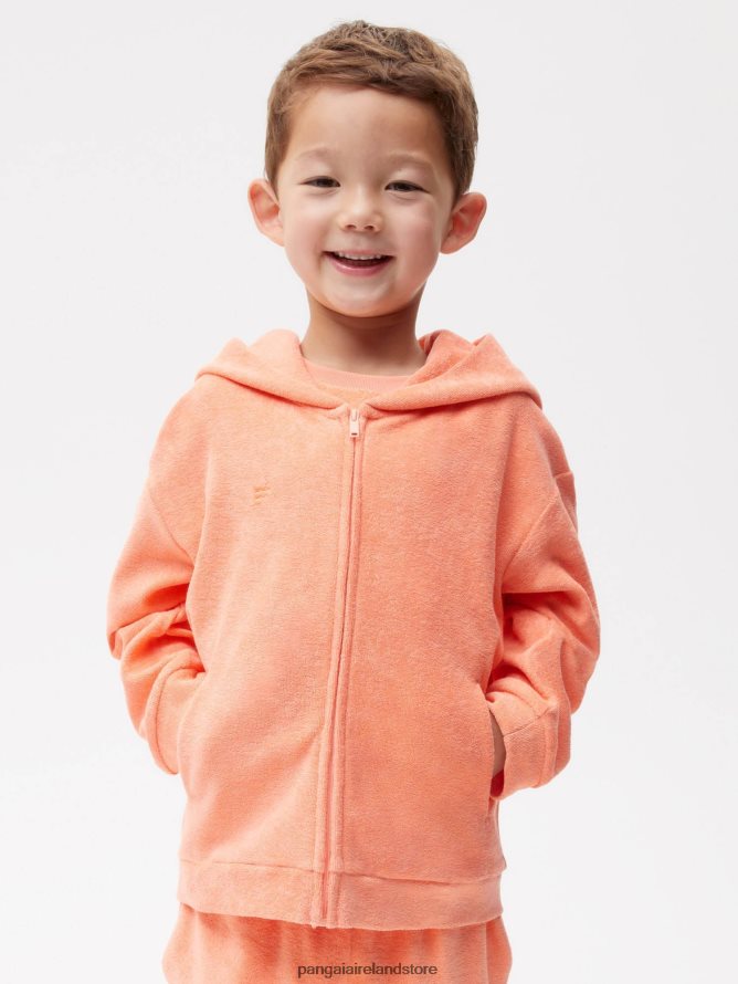 Kids Pangaia Clothes Towelling Zipped Hoodie TT8Z42548 Peach Perfect