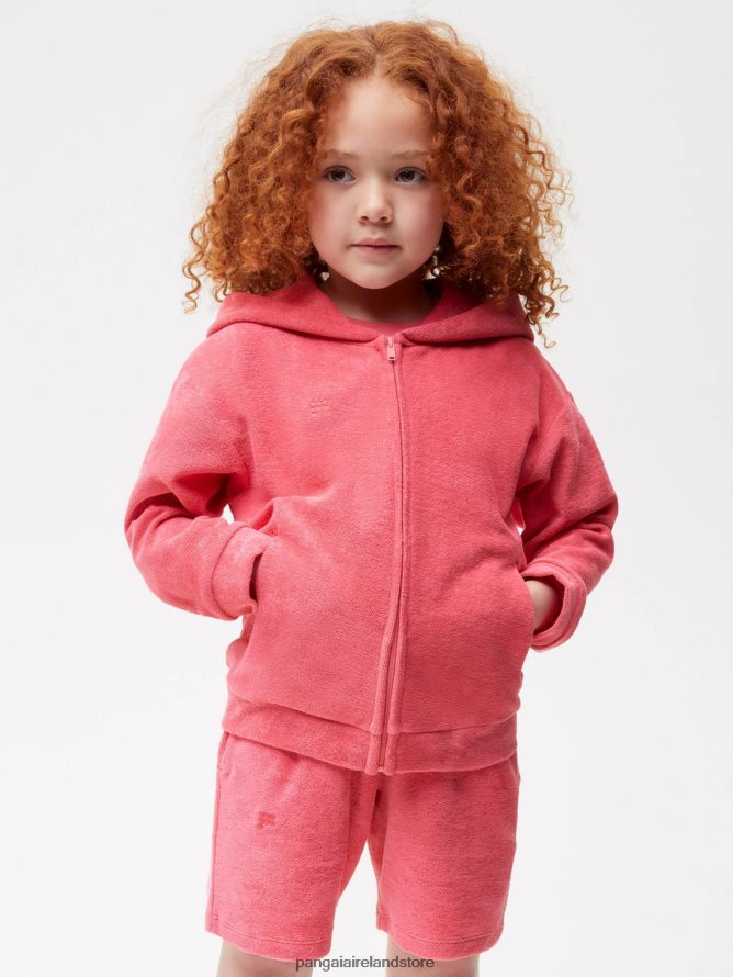 Kids Pangaia Clothes Towelling Zipped Hoodie TT8Z42564 Lotus Pink