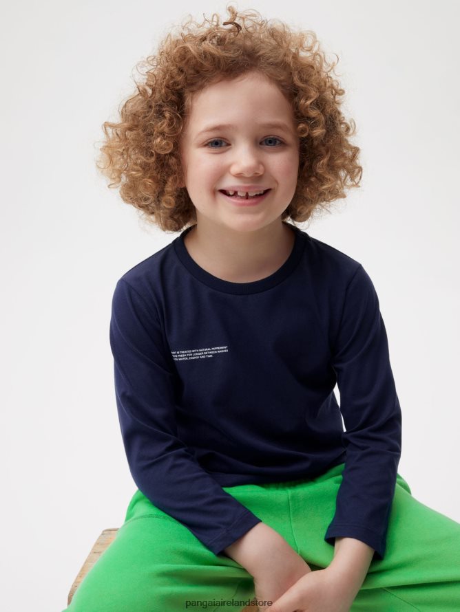 Kids Pangaia Clothes 365 Long Sleeve T-Shirt TT8Z42599 Navy Blue
