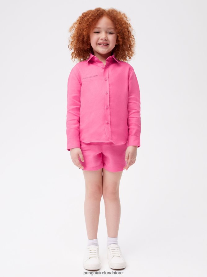 Kids Pangaia Clothes Aloe Linen Long Sleeve Shirt TT8Z42583 Flamingo Pink