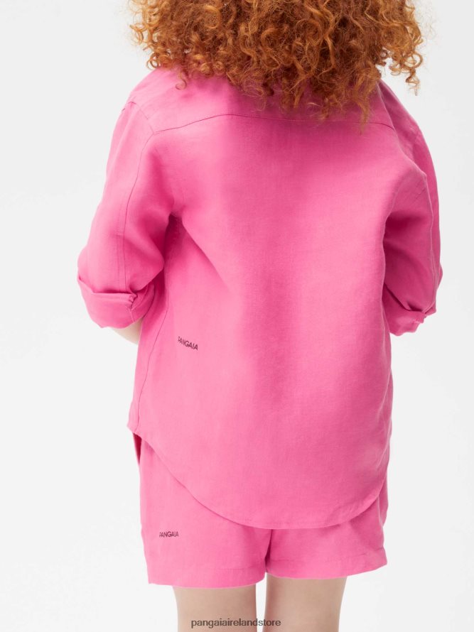 Kids Pangaia Clothes Aloe Linen Long Sleeve Shirt TT8Z42583 Flamingo Pink