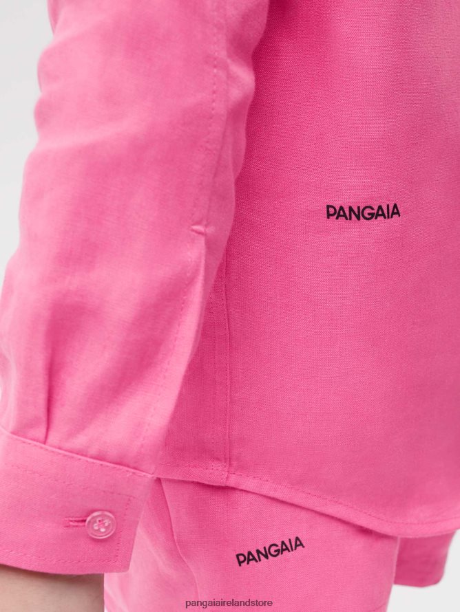 Kids Pangaia Clothes Aloe Linen Long Sleeve Shirt TT8Z42583 Flamingo Pink