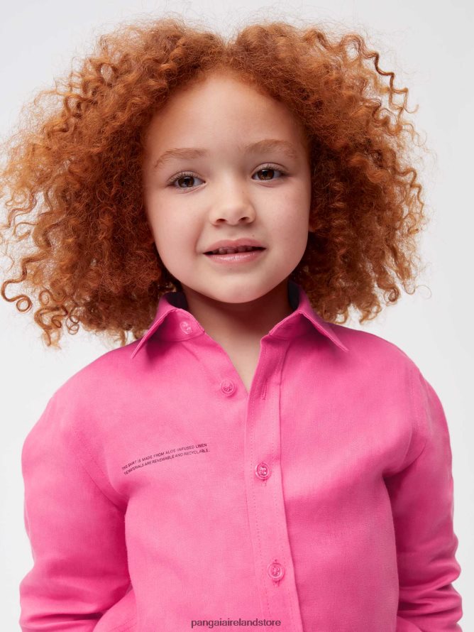 Kids Pangaia Clothes Aloe Linen Long Sleeve Shirt TT8Z42583 Flamingo Pink