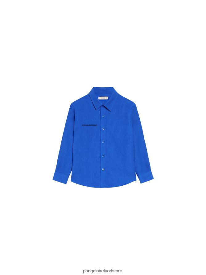 Kids Pangaia Clothes Aloe Linen Long Sleeve Shirt TT8Z42586 Cobalt Blue