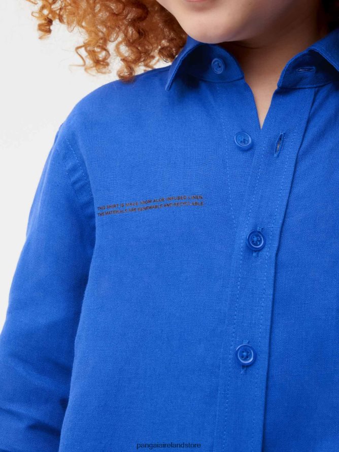 Kids Pangaia Clothes Aloe Linen Long Sleeve Shirt TT8Z42586 Cobalt Blue