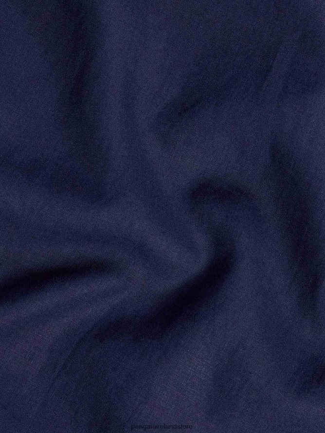 Kids Pangaia Clothes Aloe Linen Long Sleeve Shirt TT8Z42588 Navy Blue