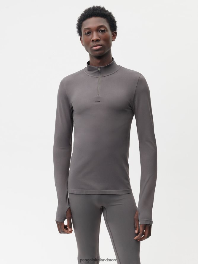 Men Pangaia Clothes Motion Zipped Long - Sleeved Top TT8Z42518 Volcanic Grey