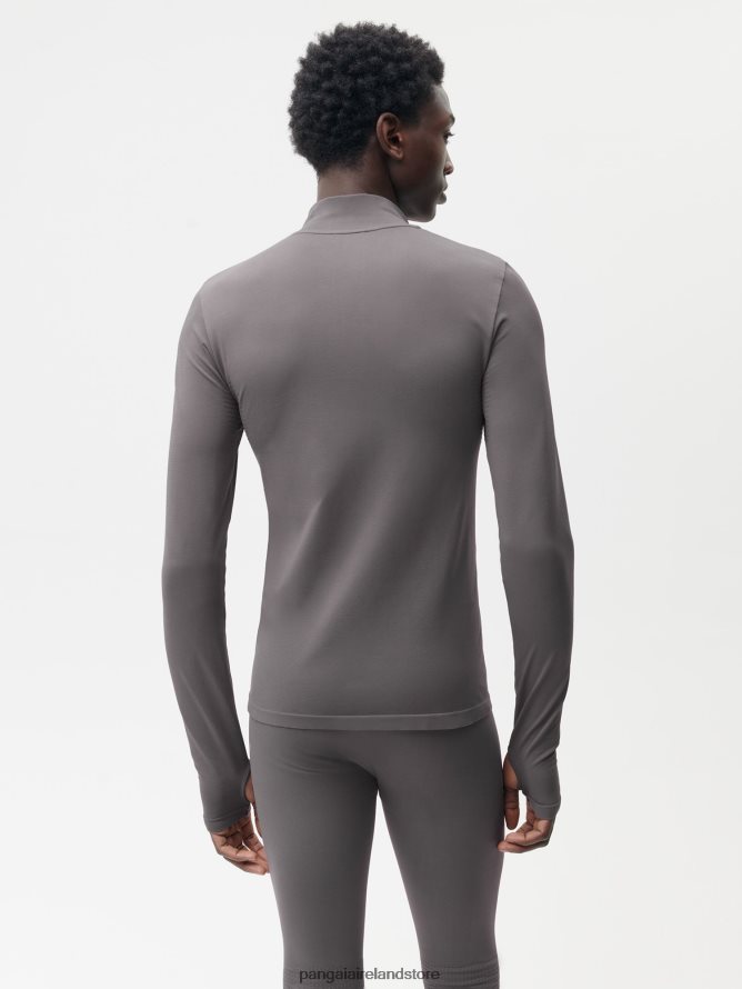 Men Pangaia Clothes Motion Zipped Long - Sleeved Top TT8Z42518 Volcanic Grey