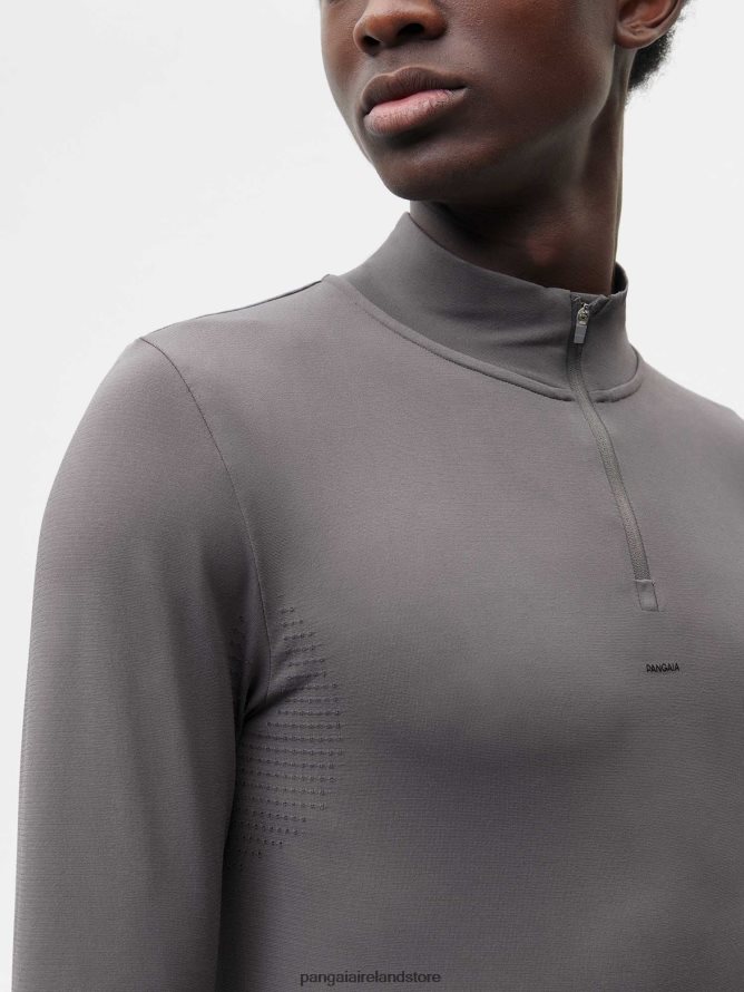 Men Pangaia Clothes Motion Zipped Long - Sleeved Top TT8Z42518 Volcanic Grey
