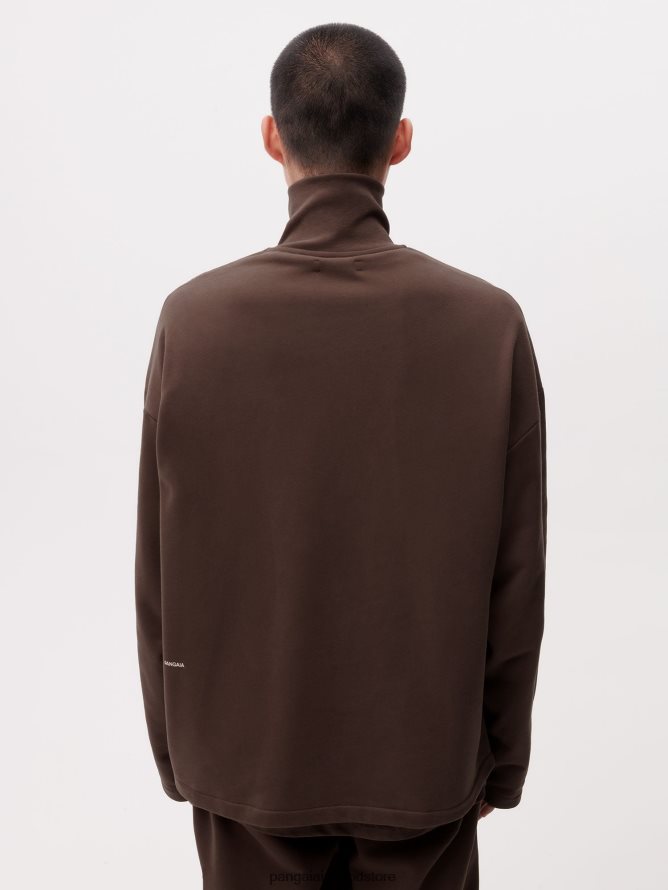Men Pangaia Clothes Pprmint Half Zip Sweatshirt TT8Z42511 Chestnut Brown