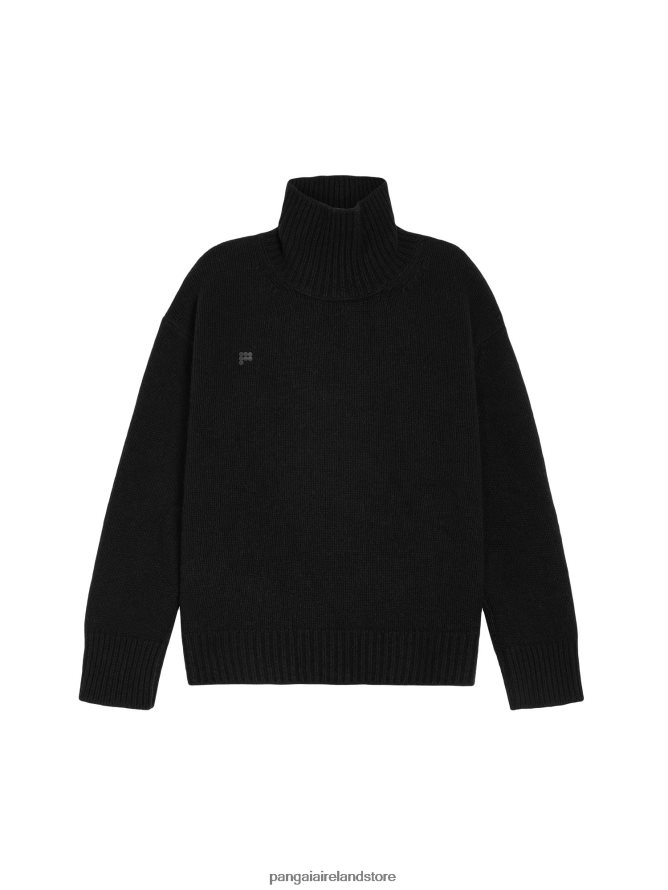 Men Pangaia Clothes Recycled Cashmere Chunky Turtleneck Sweater TT8Z42510 Black