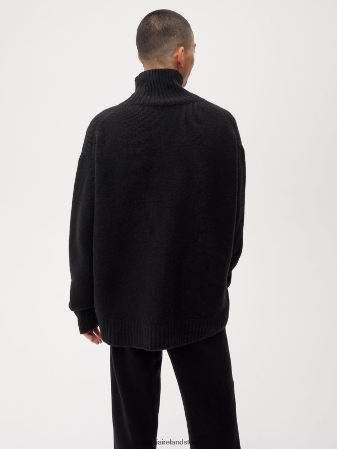 Men Pangaia Clothes Recycled Cashmere Chunky Turtleneck Sweater TT8Z42510 Black