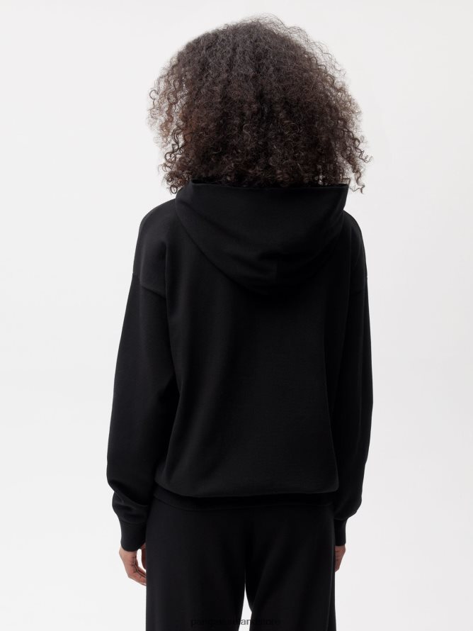 Women Pangaia Clothes Organic Cotton Knit Hoodie TT8Z4253 Black