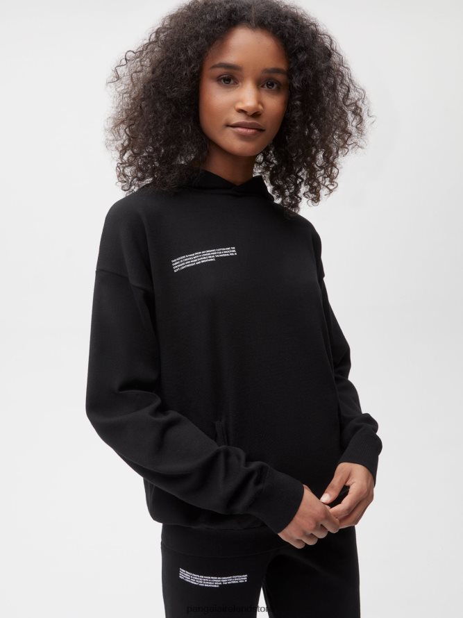 Women Pangaia Clothes Organic Cotton Knit Hoodie TT8Z4253 Black