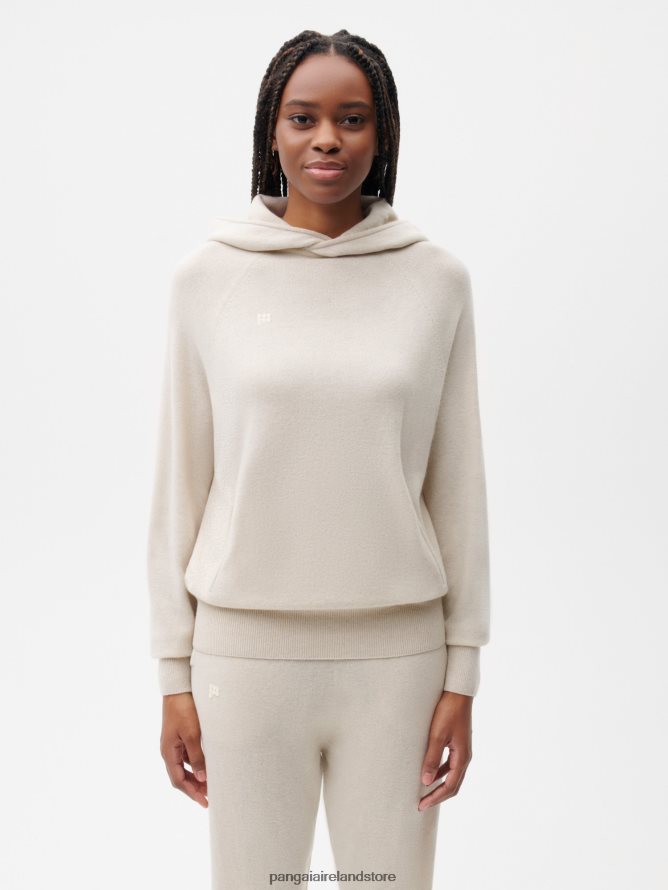 Women Pangaia Clothes Recycled Cashmere Hoodie TT8Z4228 Oatmeal