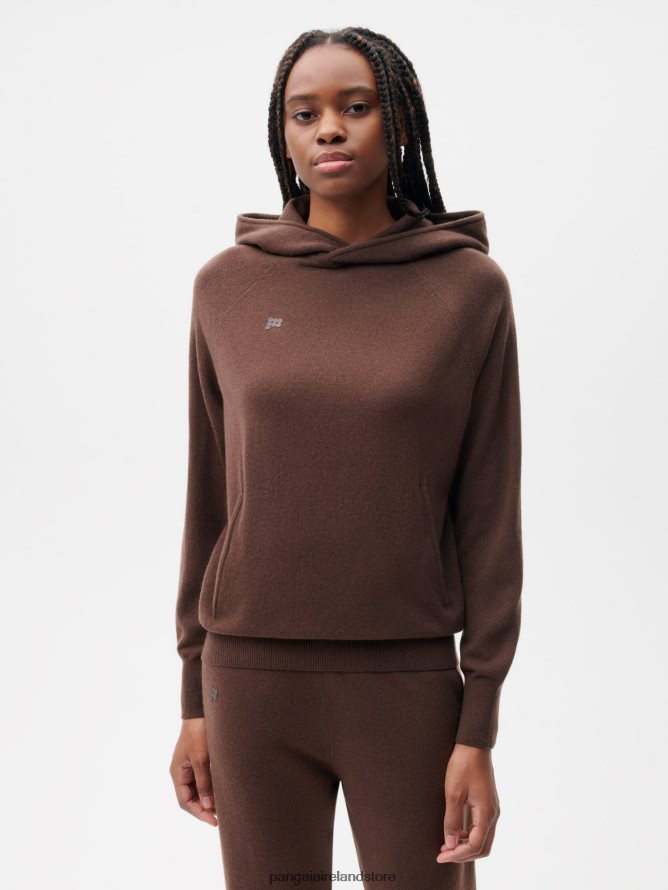 Women Pangaia Clothes Recycled Cashmere Hoodie TT8Z4245 Chestnut Brown