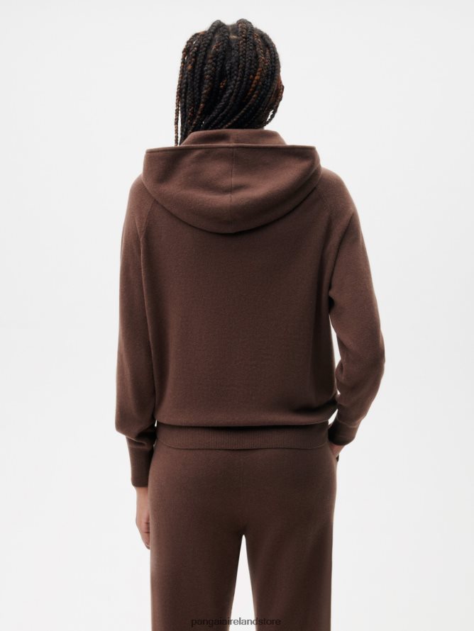 Women Pangaia Clothes Recycled Cashmere Hoodie TT8Z4245 Chestnut Brown