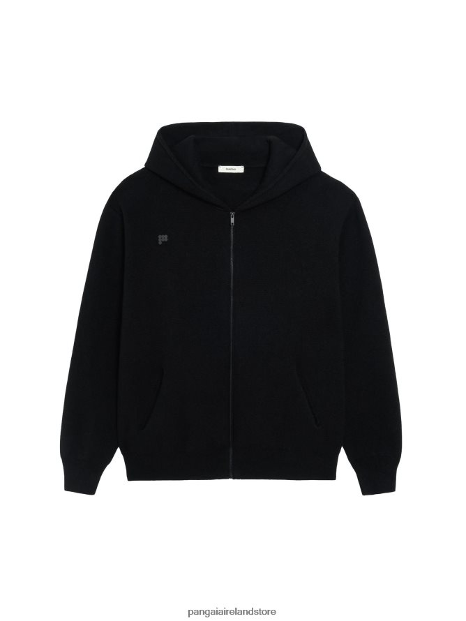 Women Pangaia Clothes Recycled Cashmere Zipped Hoodie TT8Z4244 Black