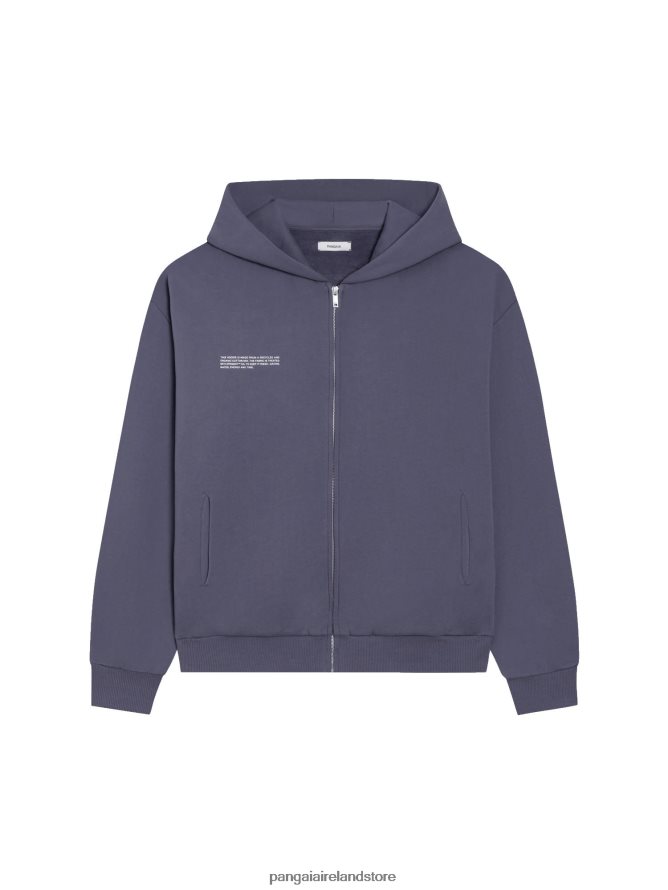 Women Pangaia Clothes Wide Fit Zipped Hoodie TT8Z4234 Slate Blue