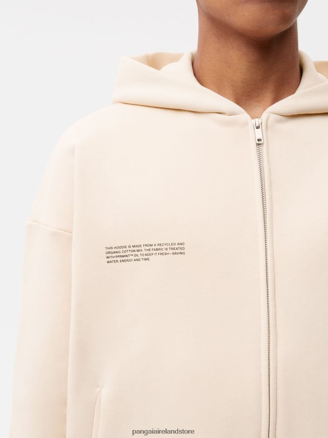 Women Pangaia Clothes Wide Fit Zipped Hoodie TT8Z4248 Sand