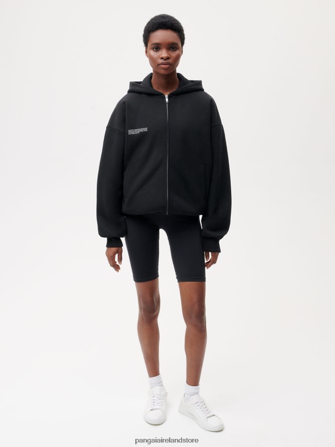 Women Pangaia Clothes Wide Fit Zipped Hoodie TT8Z4259 Black