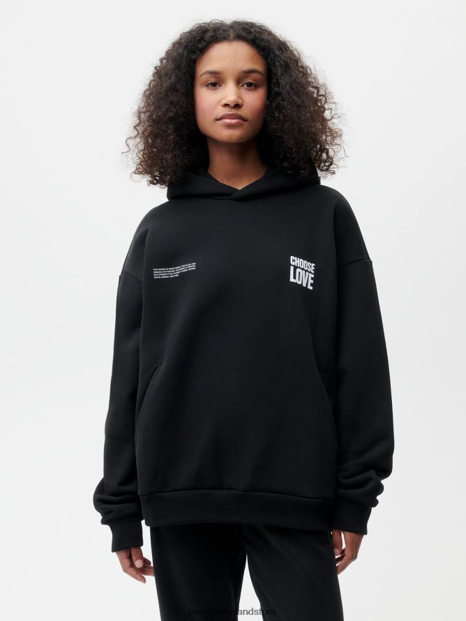 Women Pangaia Clothes X Choose Love Signature Hoodie TT8Z4262 Black