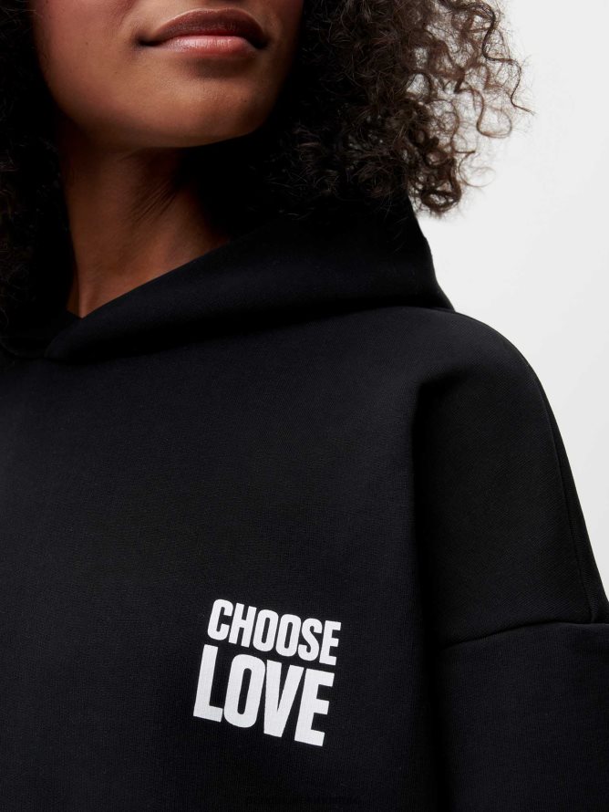 Women Pangaia Clothes X Choose Love Signature Hoodie TT8Z4262 Black