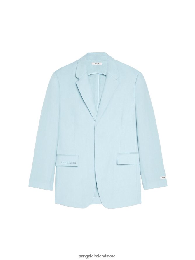 Women Pangaia Clothes Aloe Linen Tailored Blazer TT8Z42459 Baby Blue