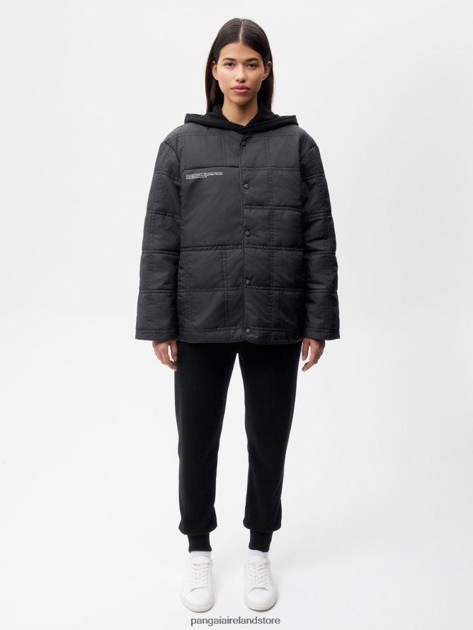 Women Pangaia Clothes Flwrdwn Quilted Collarless Jacket TT8Z42453 Black