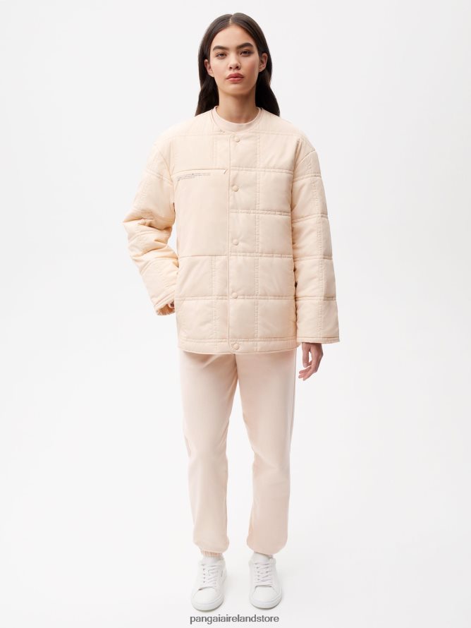 Women Pangaia Clothes Flwrdwn Quilted Collarless Jacket TT8Z42483 Sand