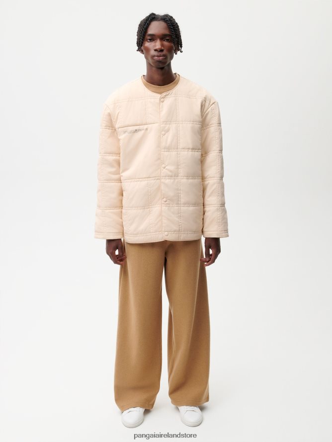 Women Pangaia Clothes Flwrdwn Quilted Collarless Jacket TT8Z42483 Sand