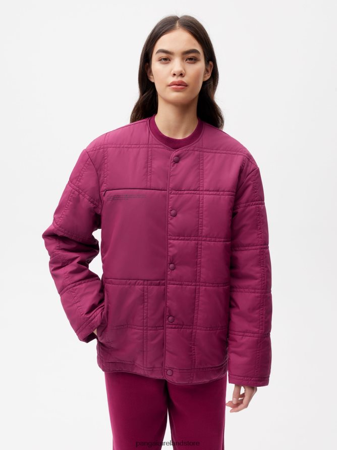 Women Pangaia Clothes Flwrdwn Quilted Collarless Jacket TT8Z42490 Plum Purple