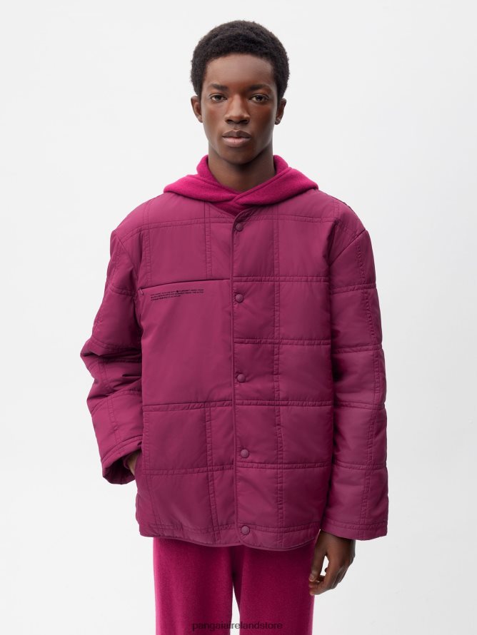 Women Pangaia Clothes Flwrdwn Quilted Collarless Jacket TT8Z42490 Plum Purple