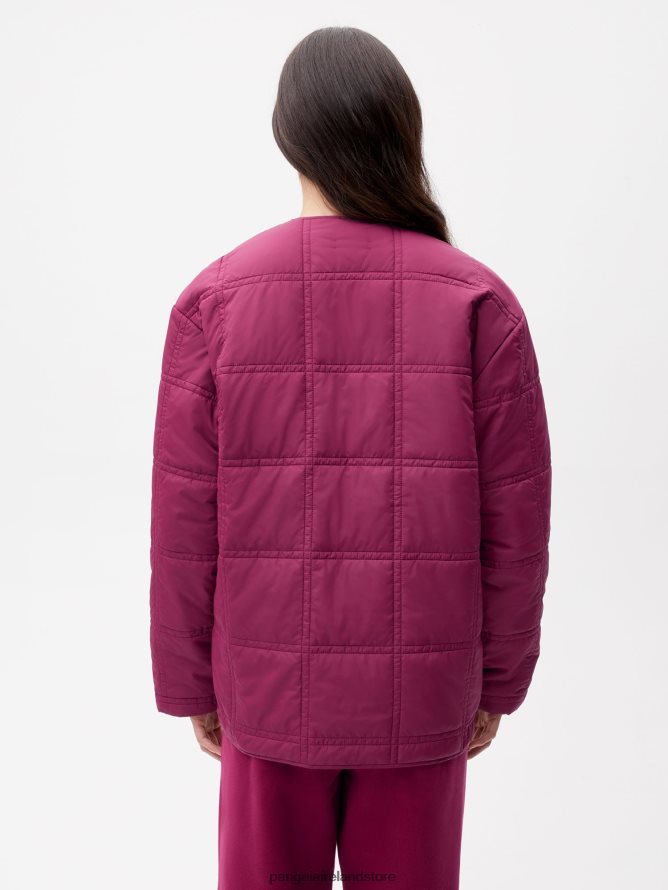 Women Pangaia Clothes Flwrdwn Quilted Collarless Jacket TT8Z42490 Plum Purple